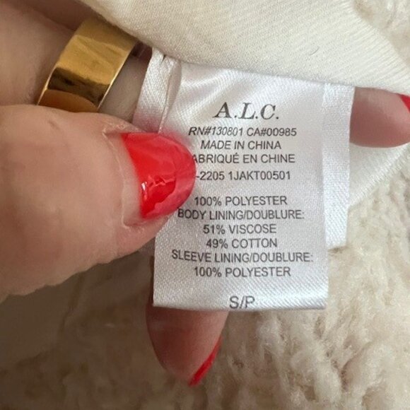 ALC Faux Fur Teddy Coat in Cream/Stone - Size Small - Picture 7 of 10